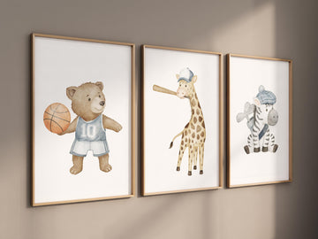Baby Animals Sports Nursery Print: Safari Theme