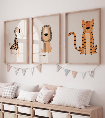 Safari Nursery Wall Prints, Boho Nursery Prints, jungle animals, Sage Green Nursery Art, animal Nursery Decor, animal prints