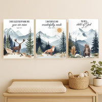 Woodland Nursery Decor: Mountain Wall Art, Sage Green Forest Print