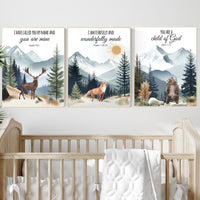 Woodland Nursery Decor: Mountain Wall Art, Sage Green Forest Print