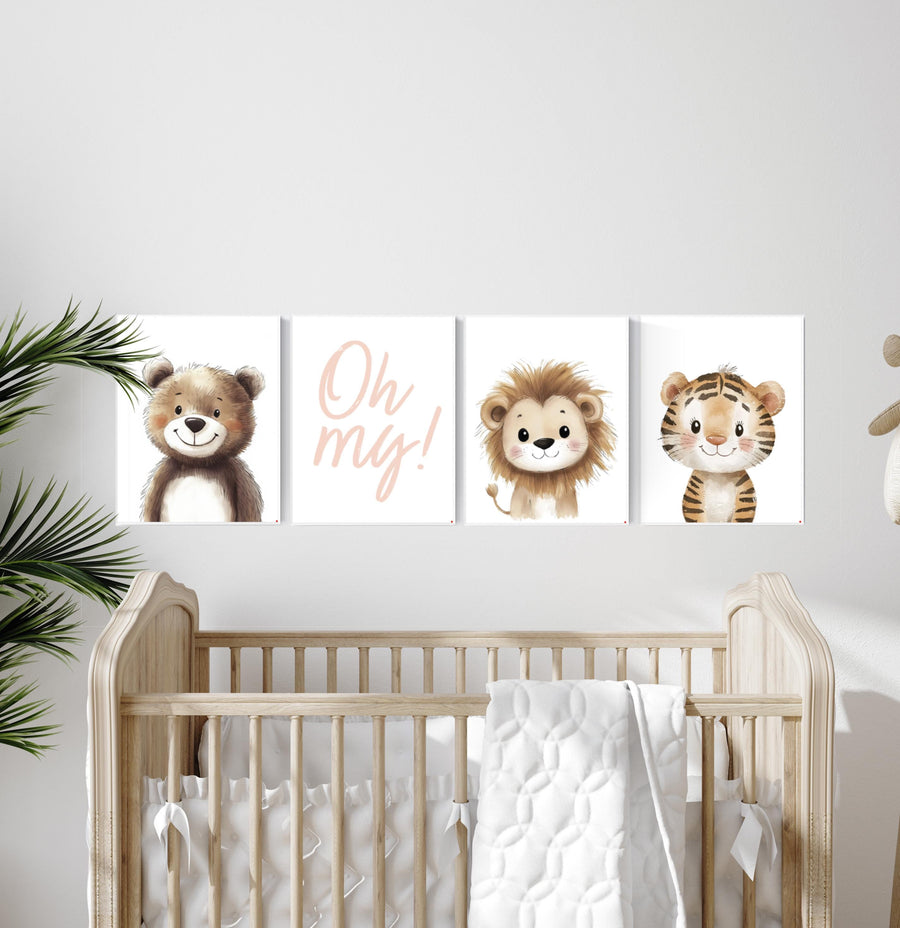 Safari Nursery Art Prints: Lion, Tiger, Bear - Jungle Animal Decor
