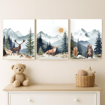 Woodland Nursery Decor: Mountain Wall Art, Adventure Theme