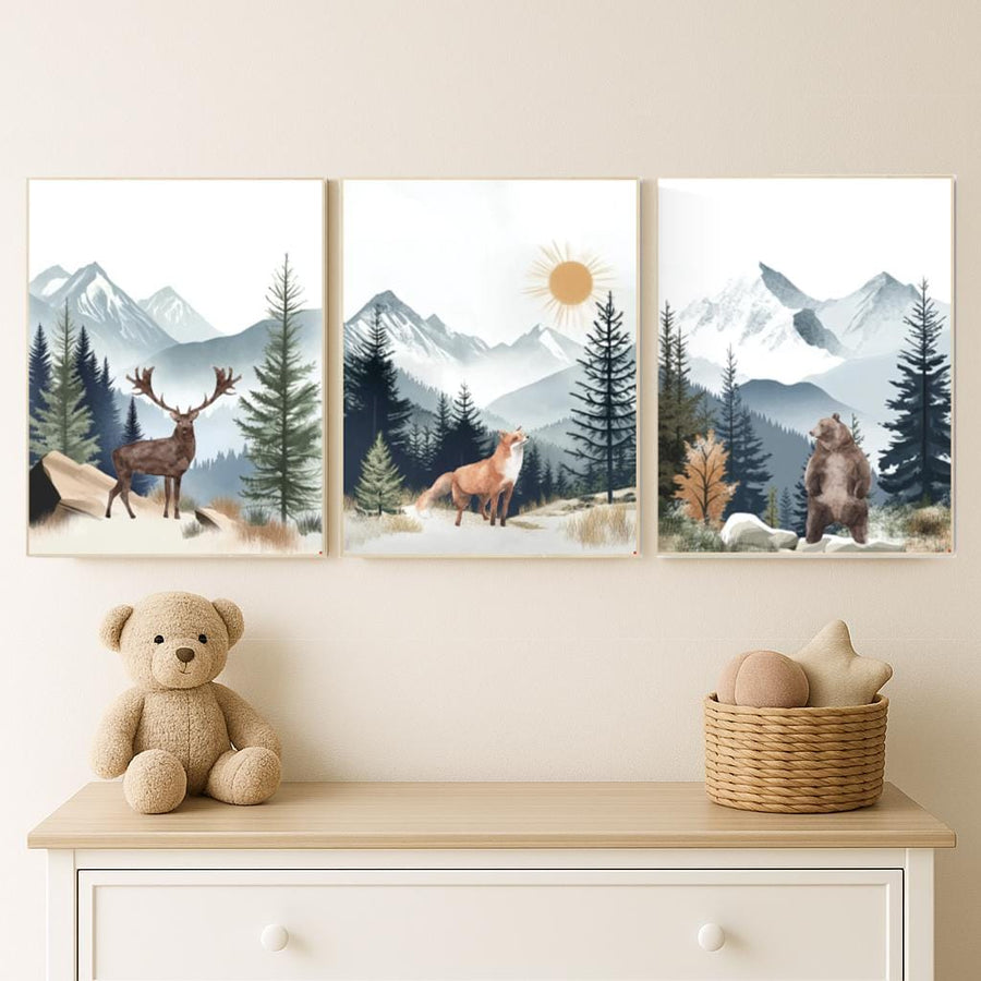 Woodland Nursery Decor: Mountain Wall Art, Adventure Theme