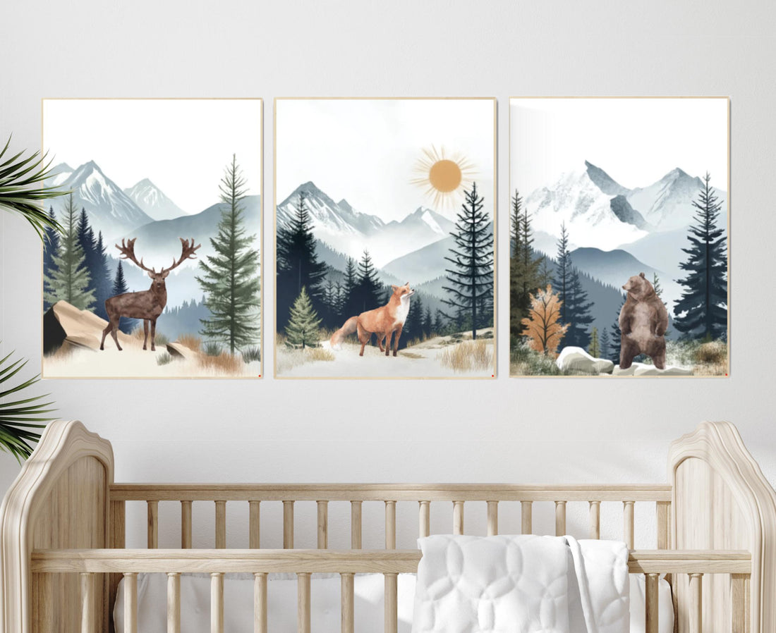 Woodland Nursery Decor: Mountain Wall Art, Adventure Theme