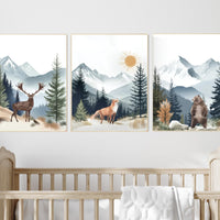 Woodland Nursery Decor: Mountain Wall Art, Adventure Theme