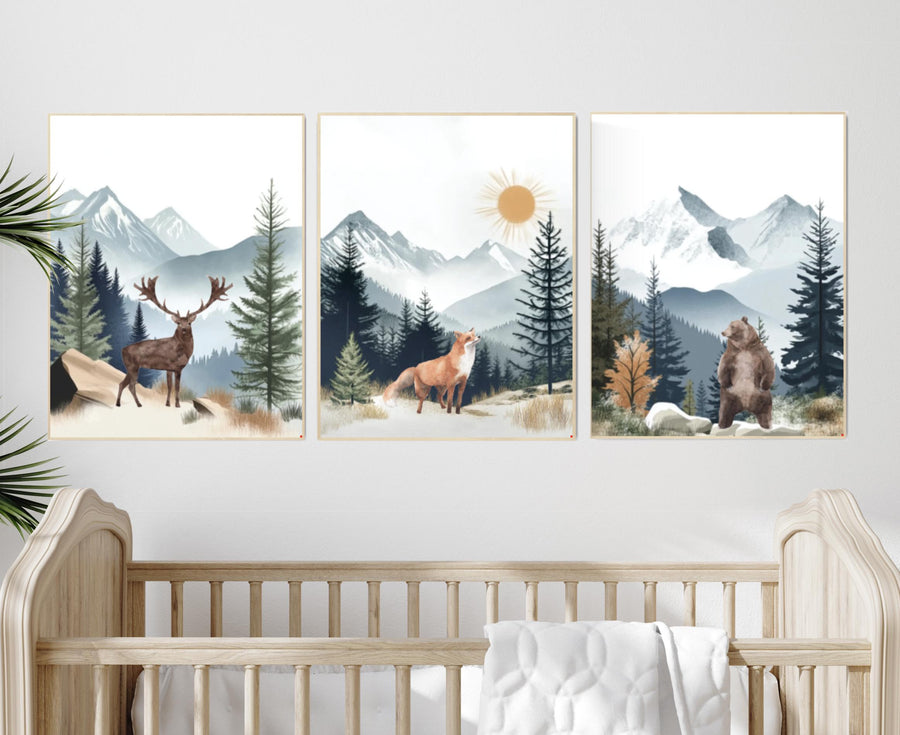 Woodland Nursery Decor: Mountain Wall Art, Adventure Theme