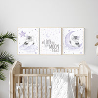 Purple Owl Nursery Decor: Lavender Girl Room Wall Art Print