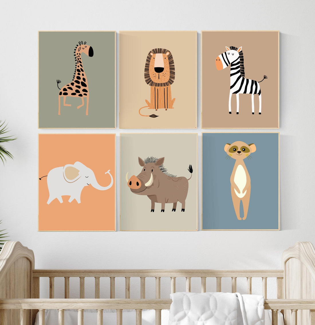 Safari Nursery Prints Set: Modern Jungle Animals Wall Art