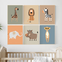 Safari Nursery Prints Set: Modern Jungle Animals Wall Art