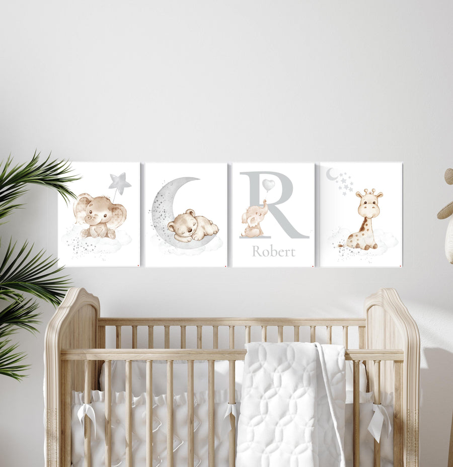 Neutral Nursery Animal Prints: Bear, Elephant, Giraffe