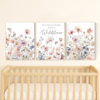 Wildflower Nursery Art Prints Set: Boho Baby Girl Room Decor