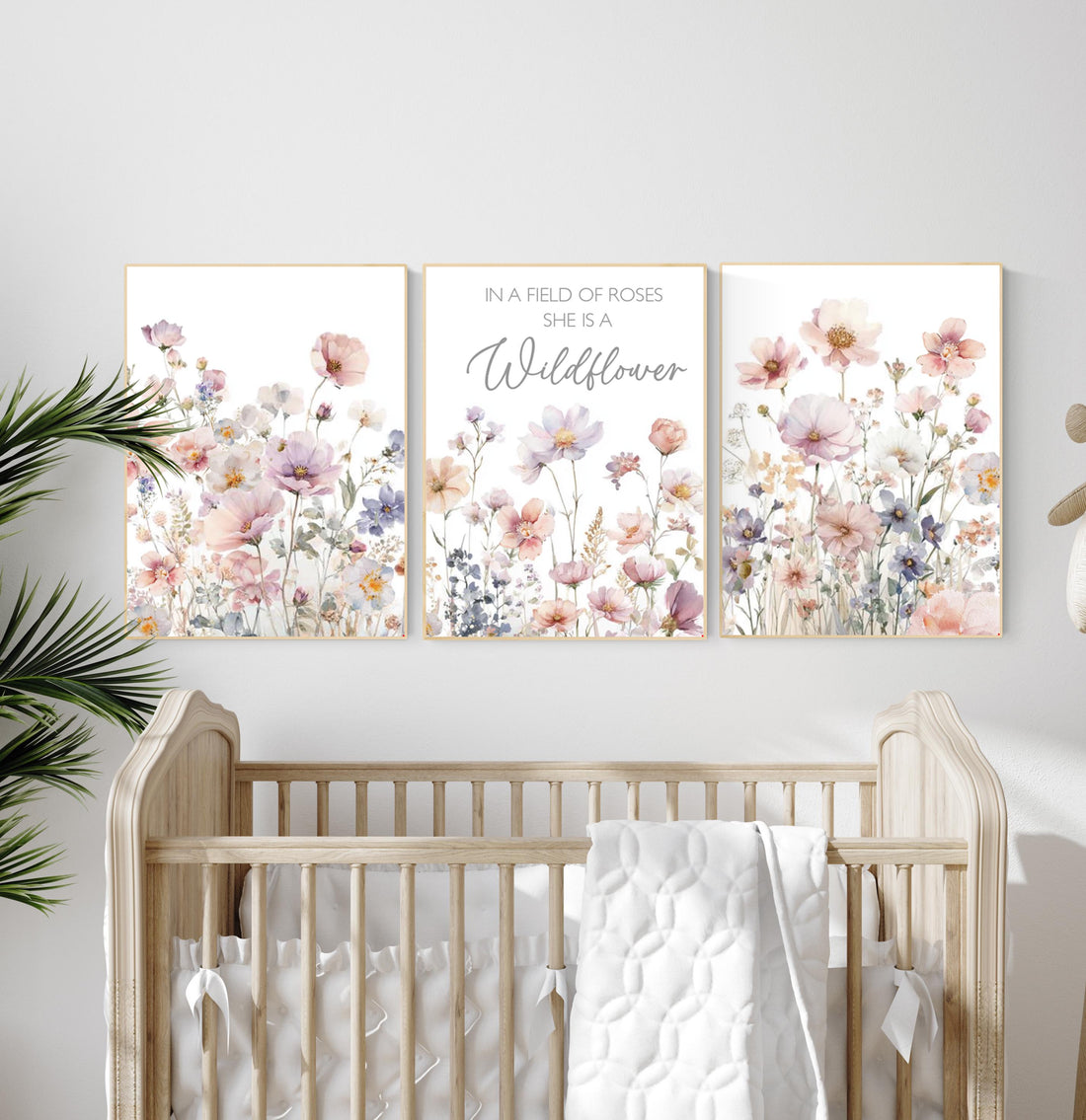 Wildflower Nursery Art Prints Set: Boho Baby Girl Room Decor