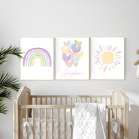 Nursery prints rainbow, girl nursery, pastel nursery, Nursery decor girl, nursery wall art, rainbow print, flower nursery, boho prints