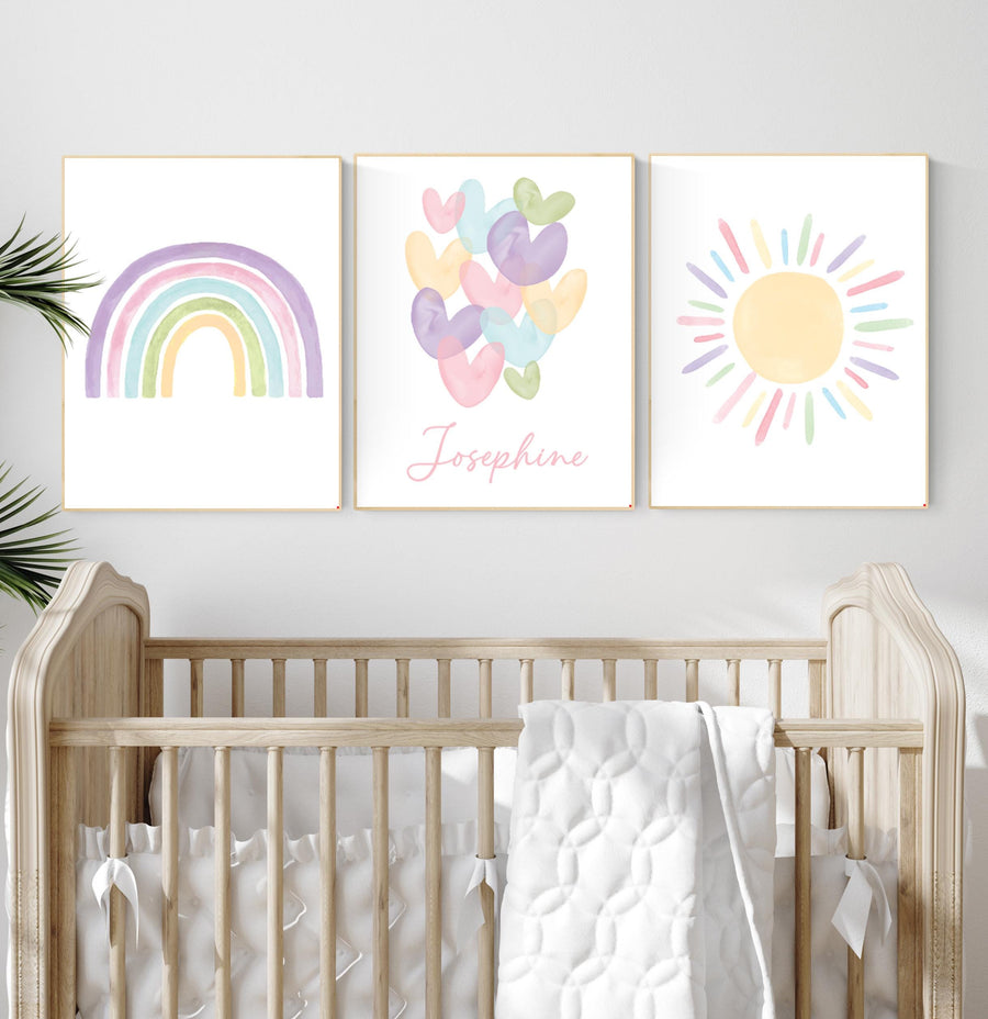 Nursery prints rainbow, girl nursery, pastel nursery, Nursery decor girl, nursery wall art, rainbow print, flower nursery, boho prints