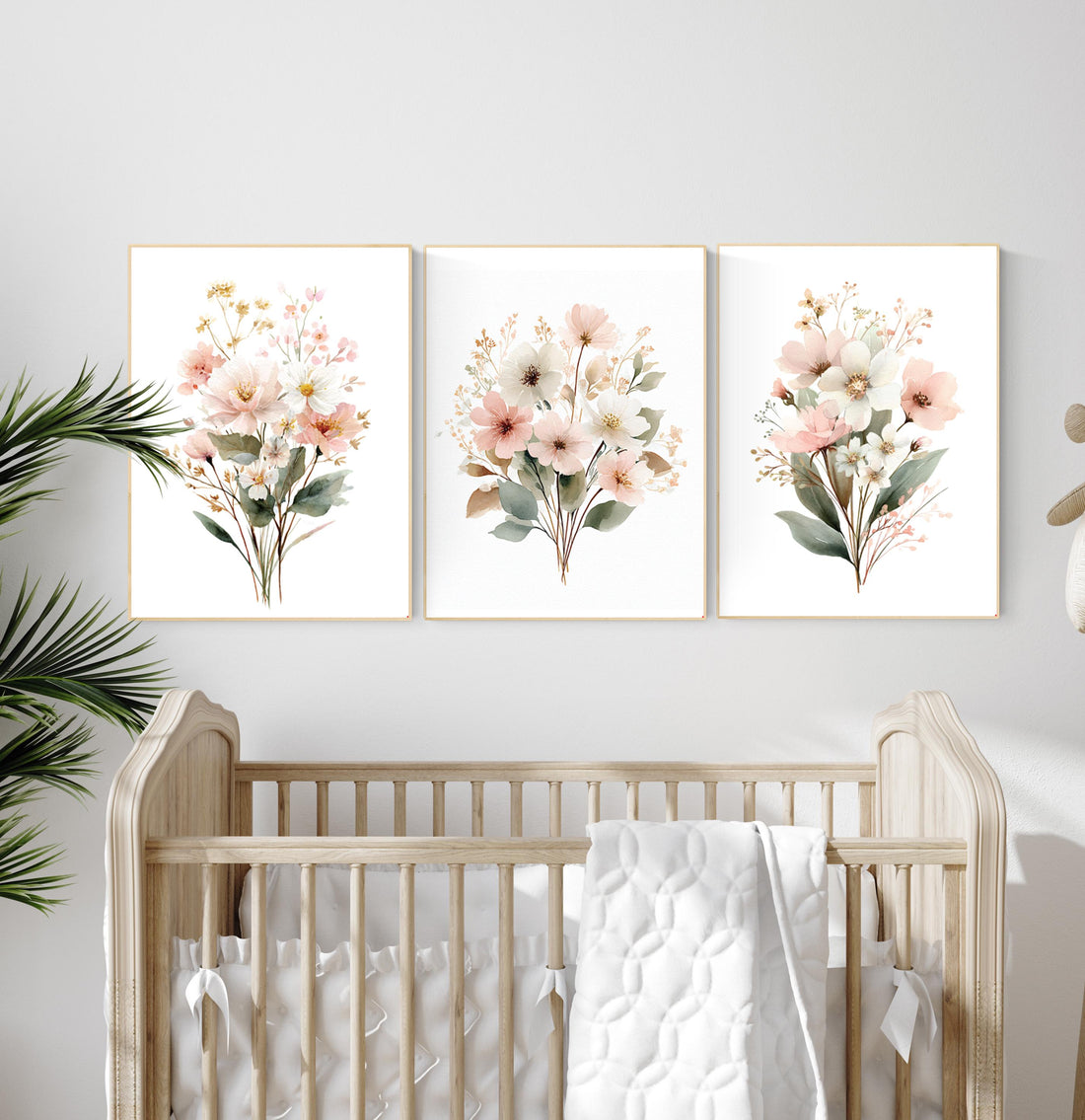 Blush Floral Nursery Print: Boho Flower Bouquet Watercolor Art