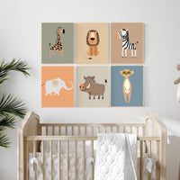 Safari Nursery Prints Set: Modern Jungle Animals Wall Art