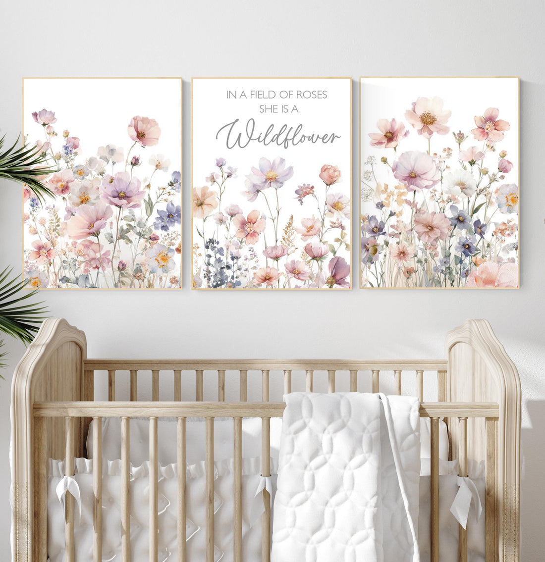 Wildflower Nursery Art Prints Set: Boho Baby Girl Room Decor