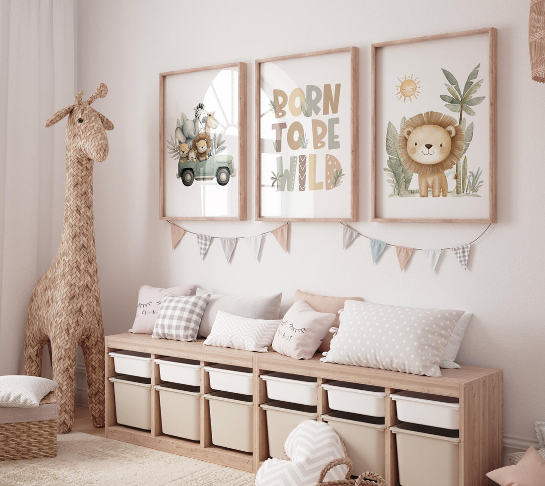 Safari Nursery Art Prints: Jeep, Lion, &