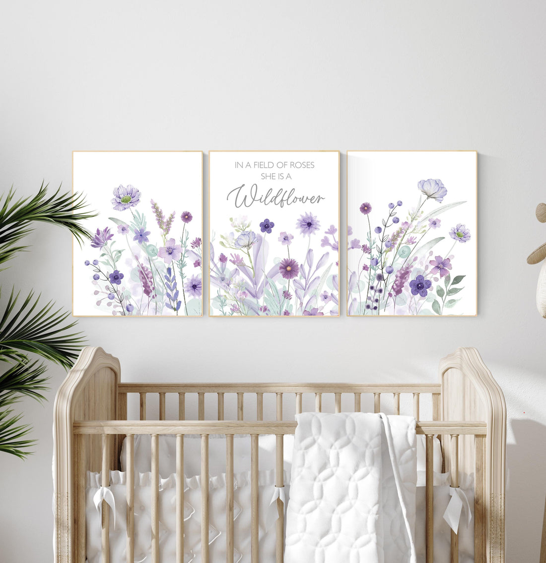 Purple flower nursery decor, wildflower nursery, girls room decor, Nursery decor girl purple, lavender nursery, lilac nursery, girls room