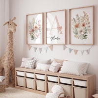 Blush Pink Wildflower Nursery Prints: Boho Botanical Decor