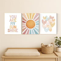 You Are My Sunshine Wall Art Set: Pastel Rainbow Nursery Prints