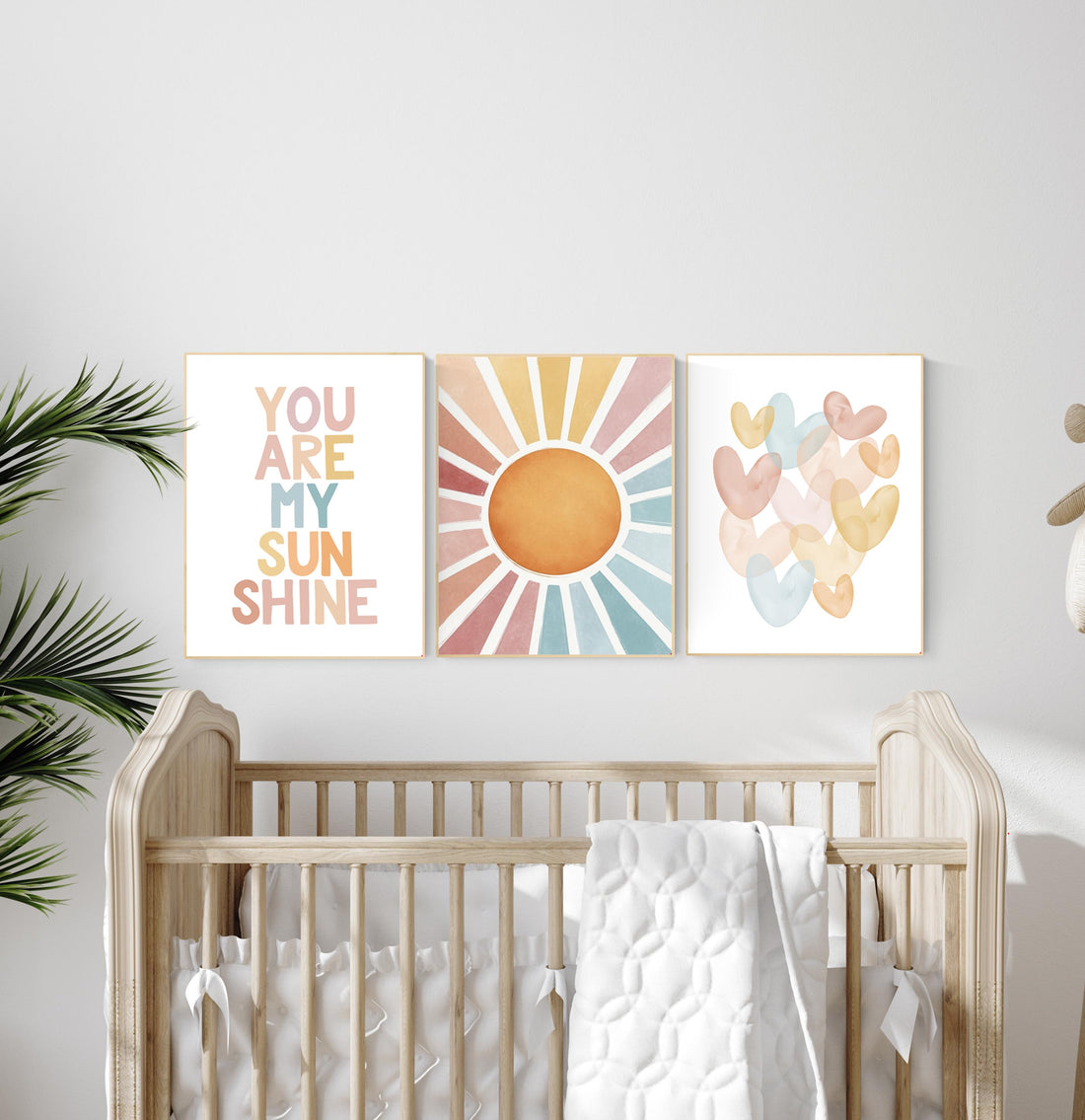 You Are My Sunshine Wall Art Set: Pastel Rainbow Nursery Prints
