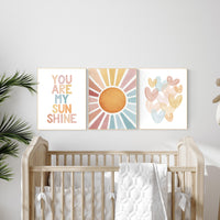 You Are My Sunshine Wall Art Set: Pastel Rainbow Nursery Prints