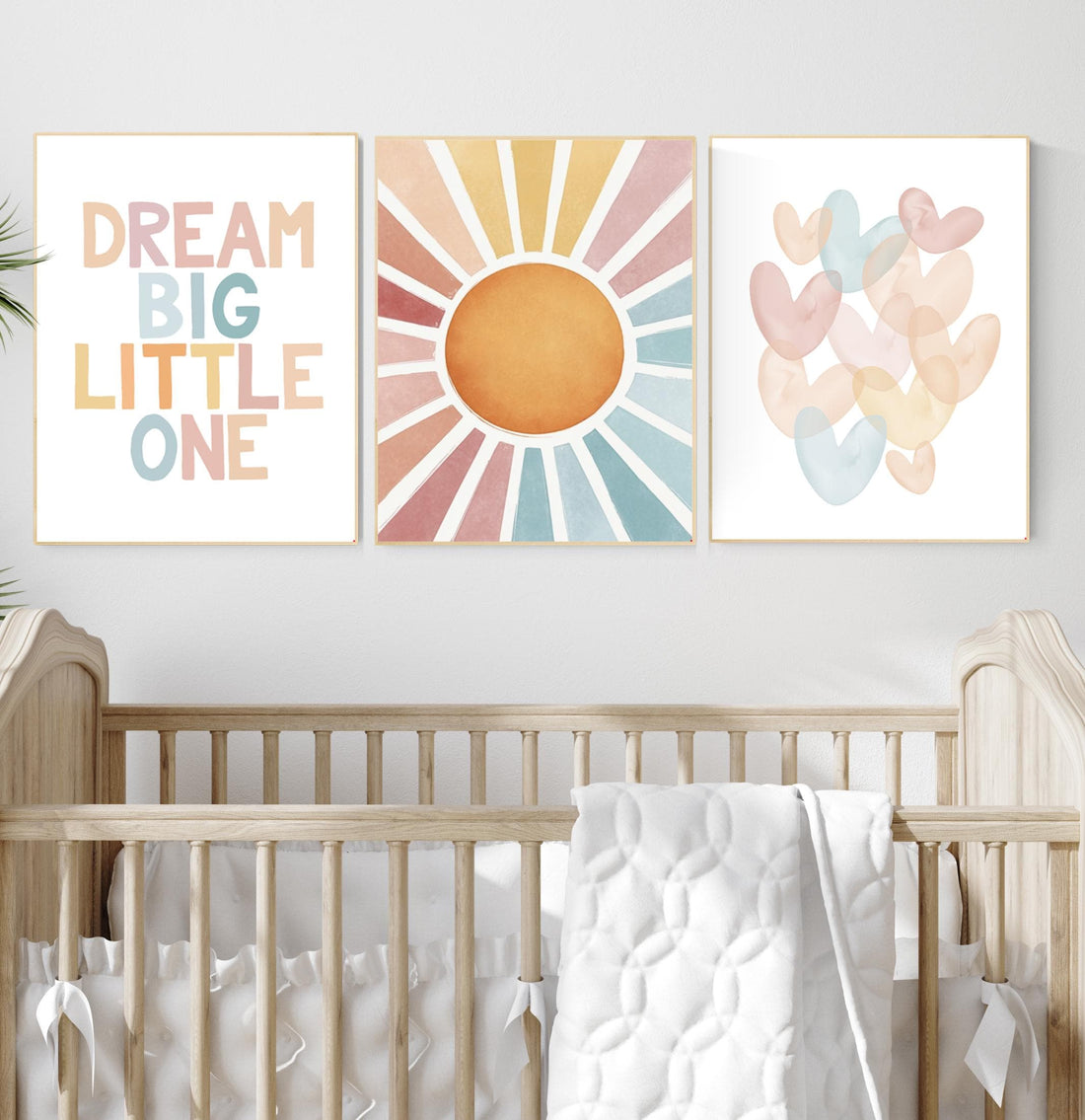 Rainbow Sun Nursery Decor: Dream Big Little One Print Set