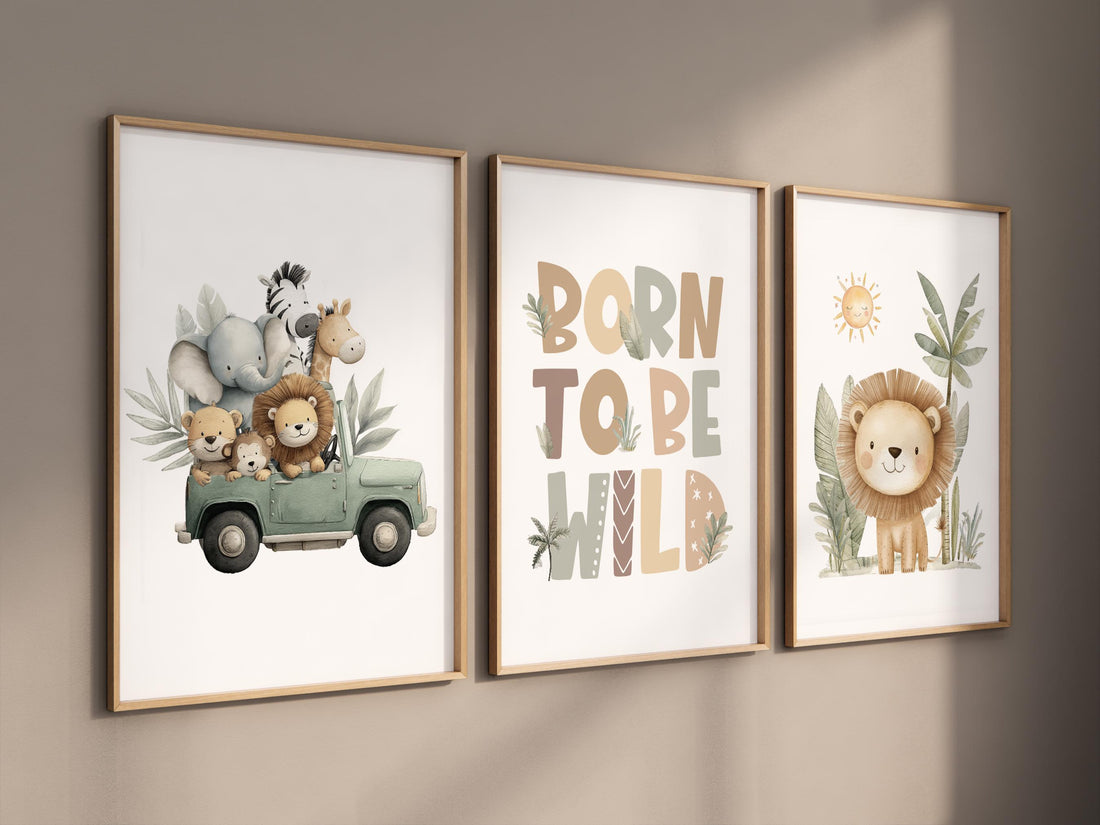 Safari Nursery Art Prints: Jeep, Lion, &