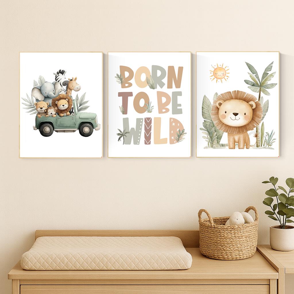 Safari Nursery Art Prints: Jeep, Lion, &