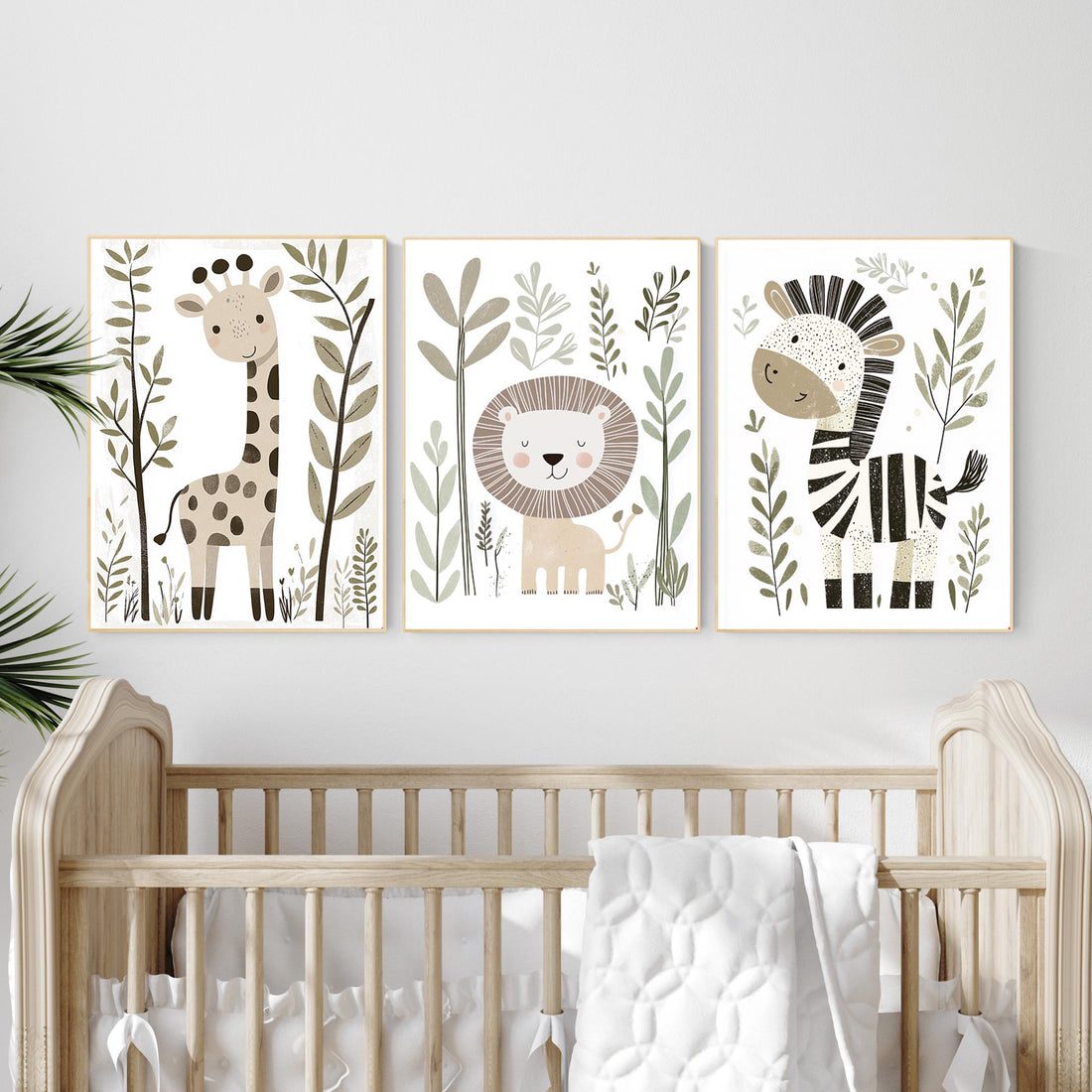 Safari Animal Nursery Prints, Boho Jungle Art, Set of 3