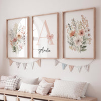 Blush Pink Wildflower Nursery Prints: Boho Botanical Decor