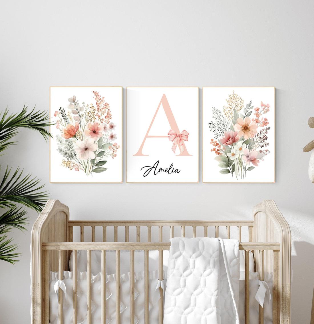 Blush Pink Wildflower Nursery Prints: Boho Botanical Decor