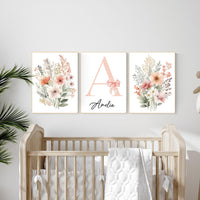 Blush Pink Wildflower Nursery Prints: Boho Botanical Decor