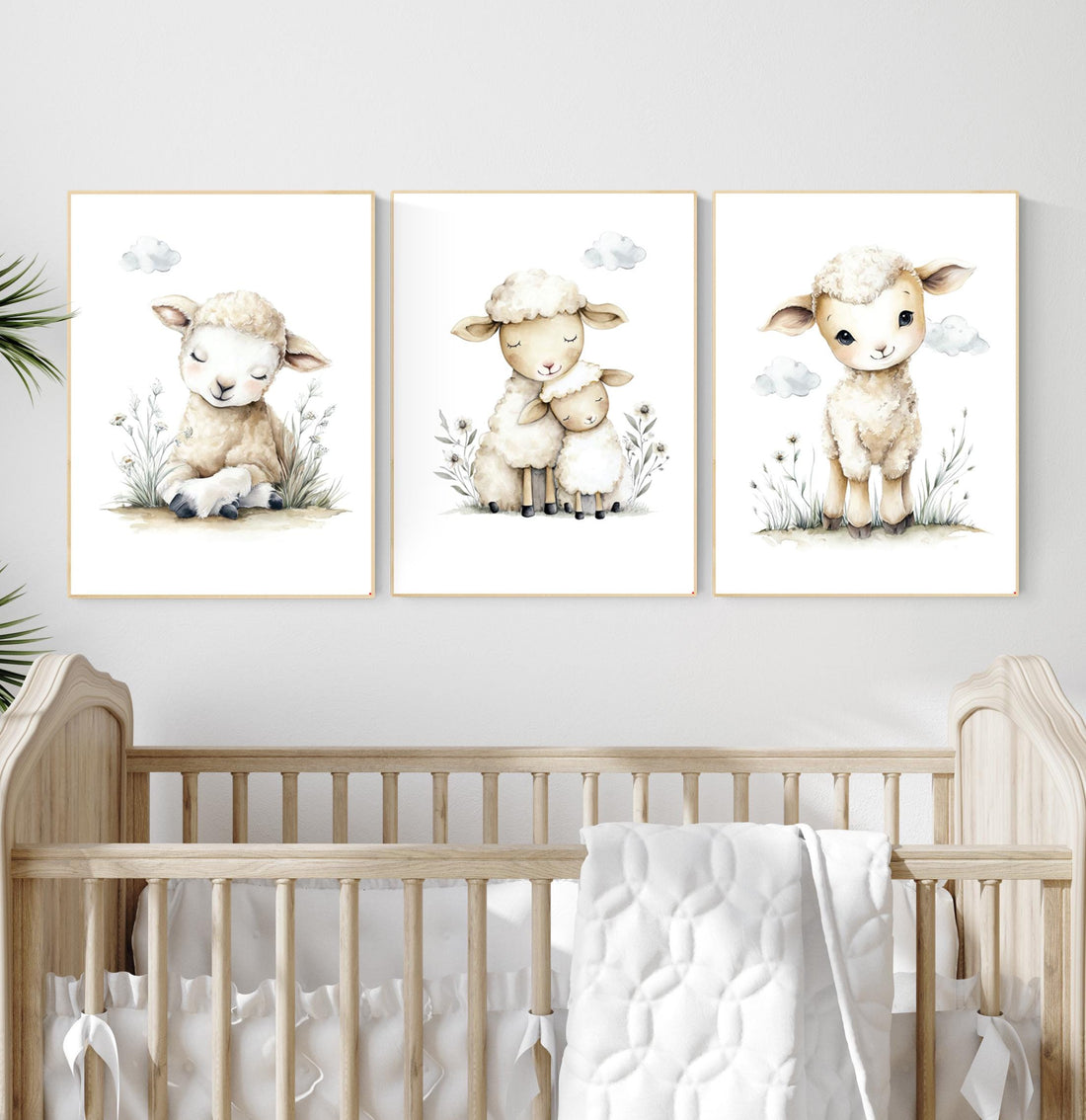 Watercolor Sheep Nursery Prints: Farm Animal Wall Art Set