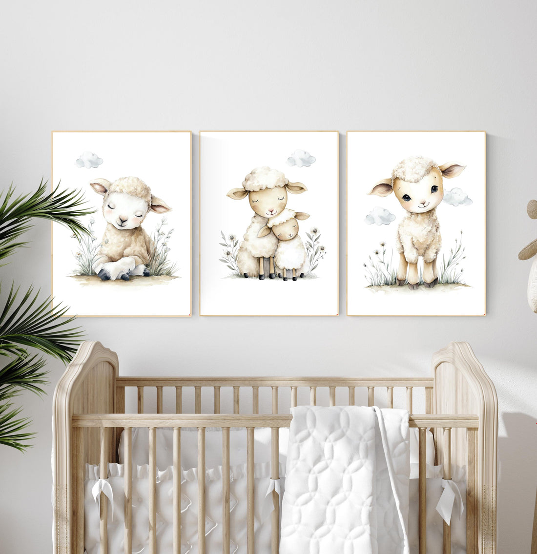 Watercolor Sheep Nursery Prints: Farm Animal Wall Art Set