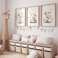 Watercolor Sheep Nursery Prints: Farm Animal Wall Art Set