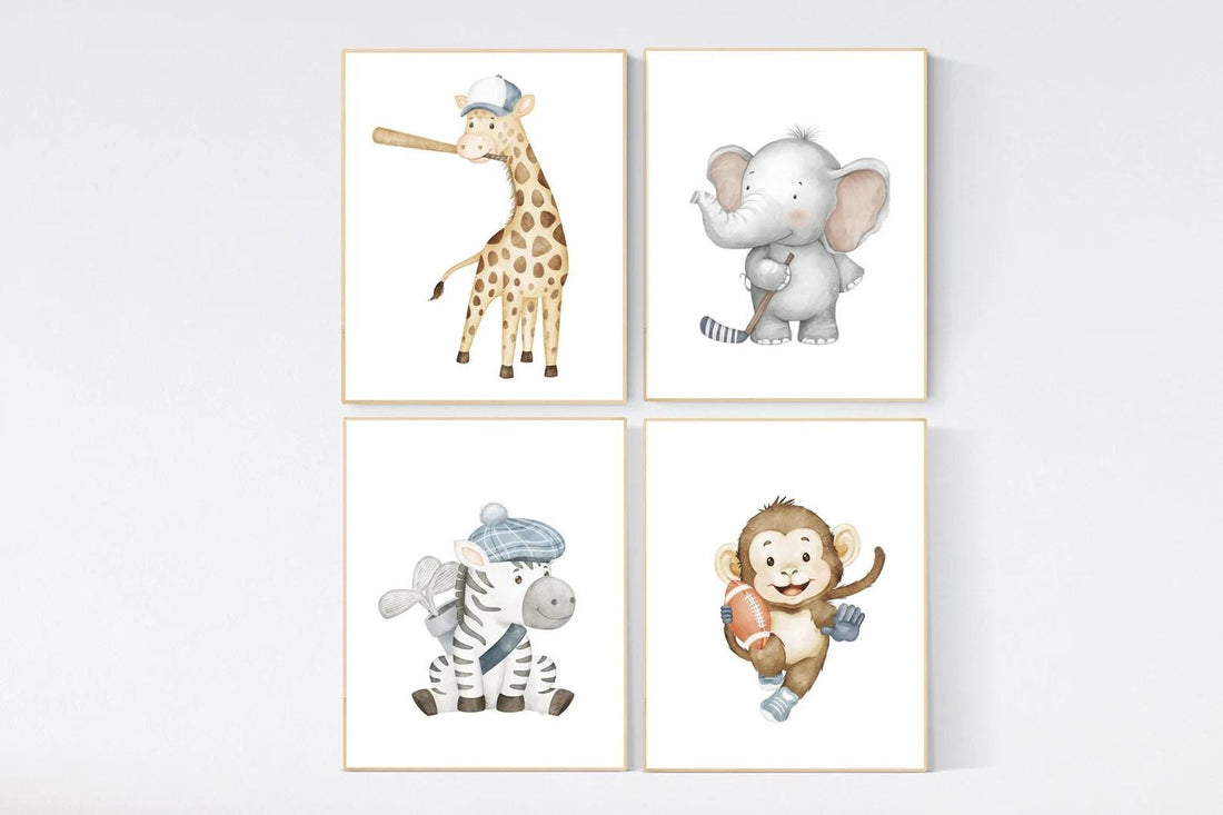 Baby Animals Sports Print: Safari Nursery Decor