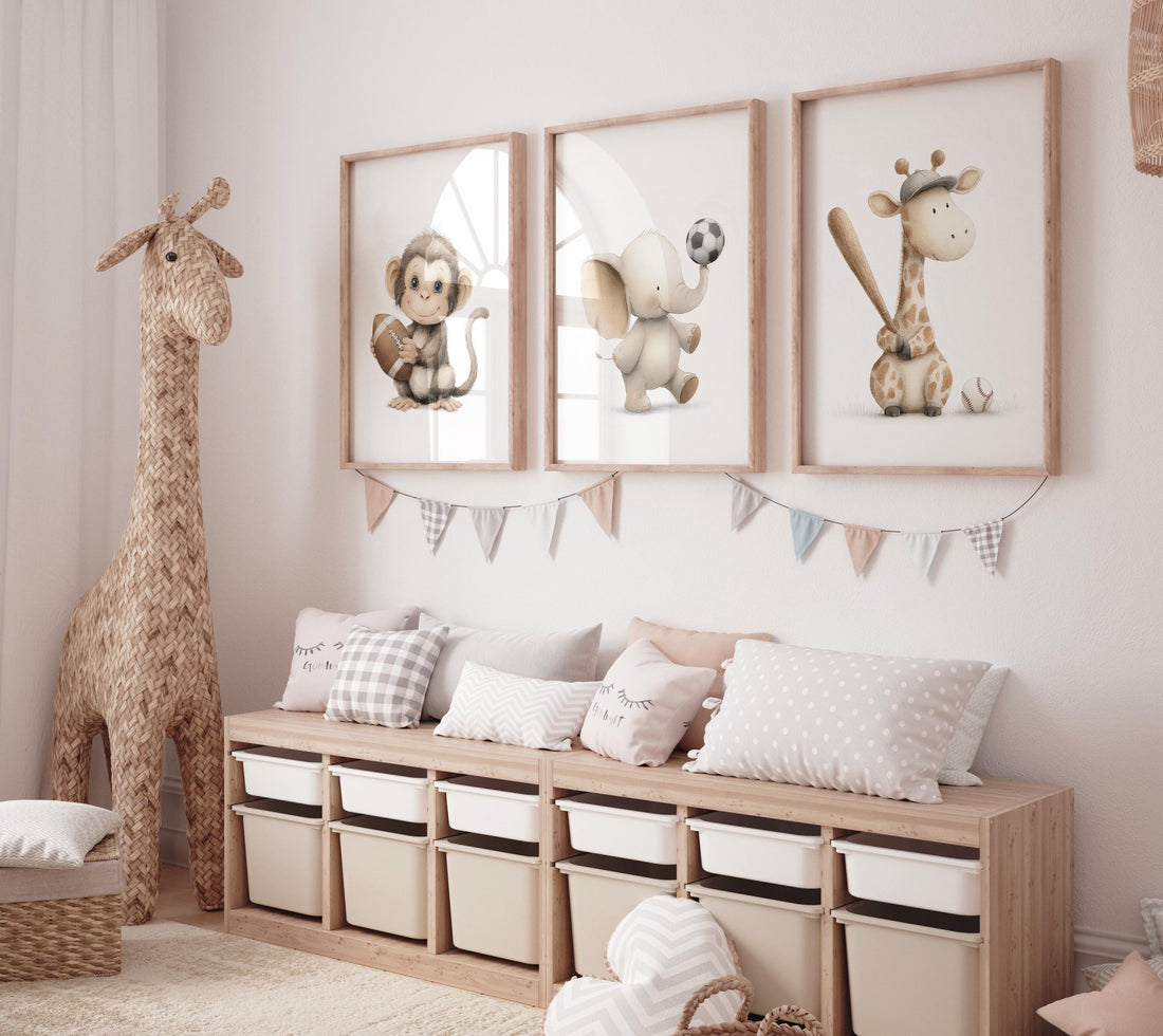 Baby Animals Sports Nursery Print: Safari Theme