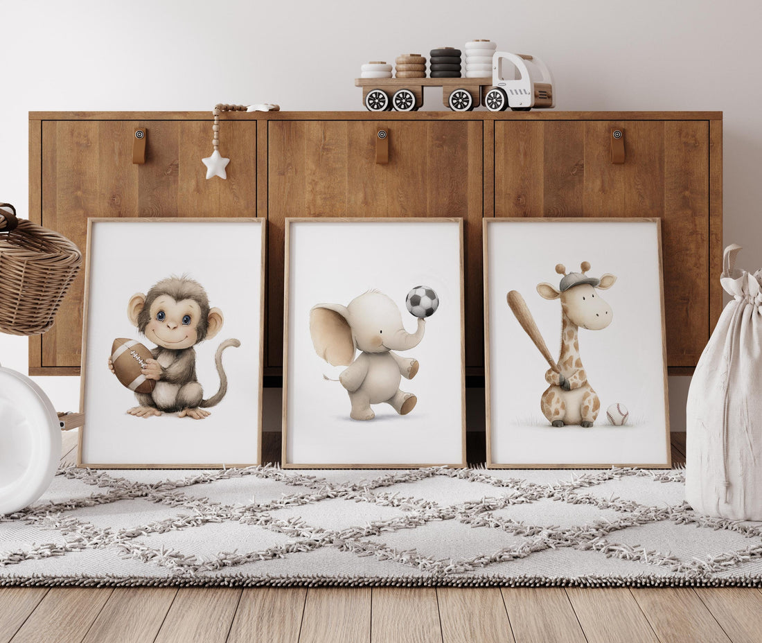 Baby Animals Sports Nursery Print: Safari Theme