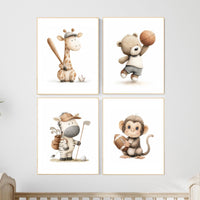 Baby Animals Sports Print: Safari Nursery Decor