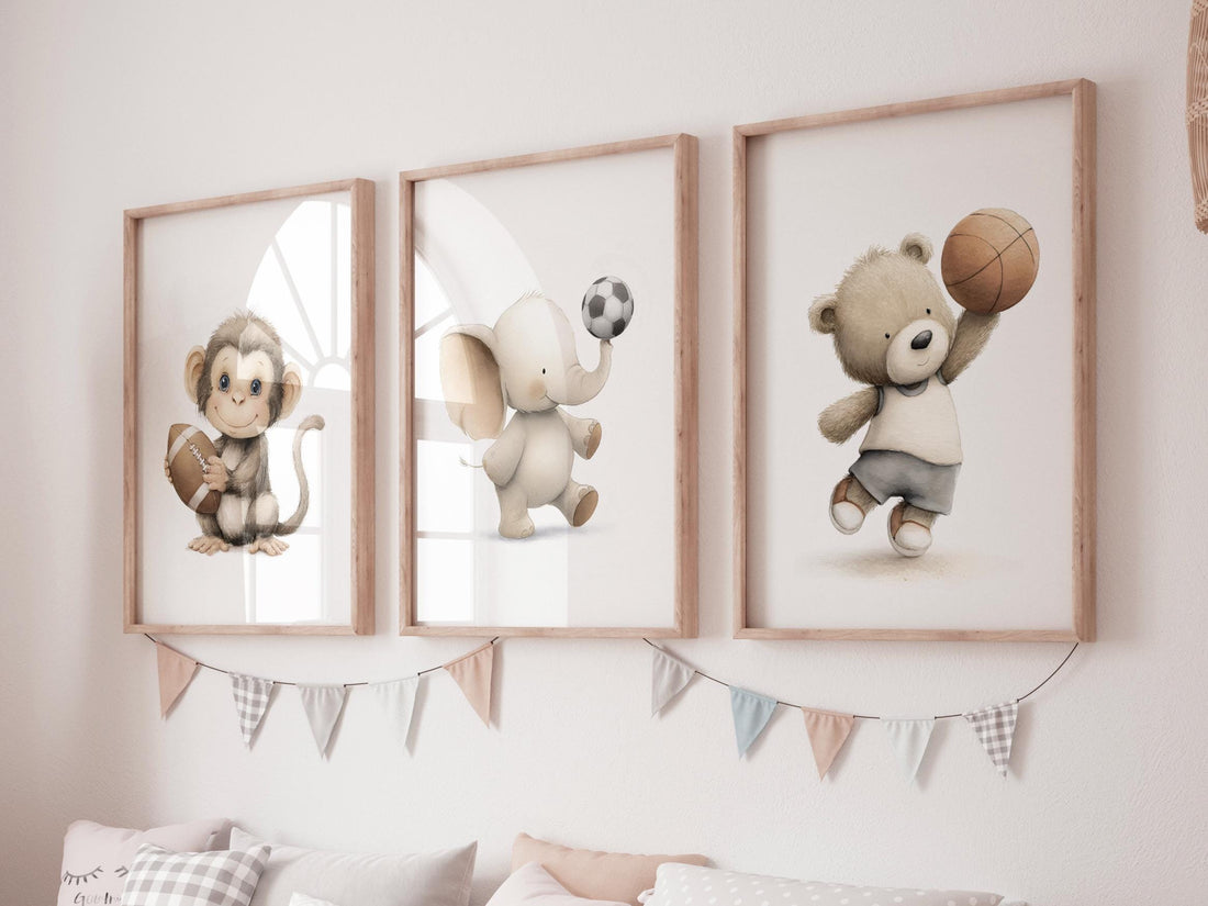 Baby Animal Sports Nursery Art Prints: Safari Theme