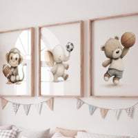 Baby Animal Sports Nursery Art Prints: Safari Theme