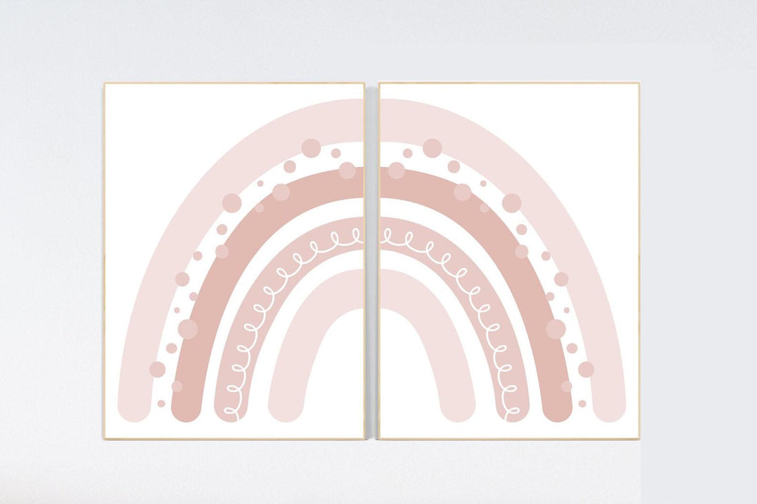 Blush Pink Rainbow Nursery Prints: Boho rainbow Decor
