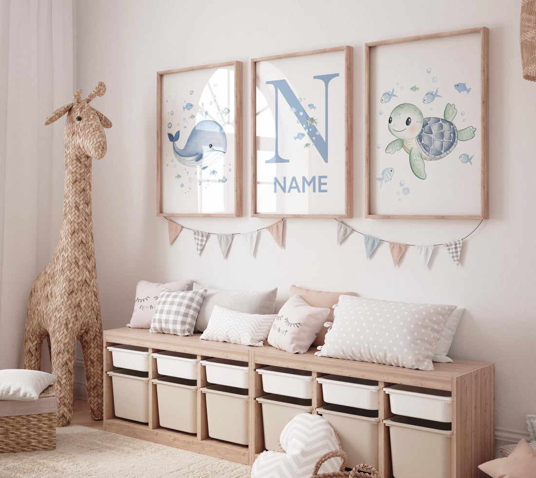 Watercolor Sea Animal Prints: Ocean Nursery Wall Art