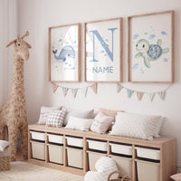 Watercolor Sea Animal Prints: Ocean Nursery Wall Art