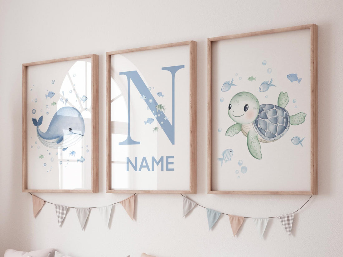Watercolor Sea Animal Prints: Ocean Nursery Wall Art
