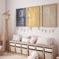 Safari Animal Nursery Prints: Boho Jungle Art, Set of 3