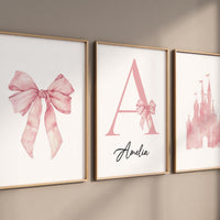 Personalized Princess Nursery Wall Art Set for Girls Room Decor