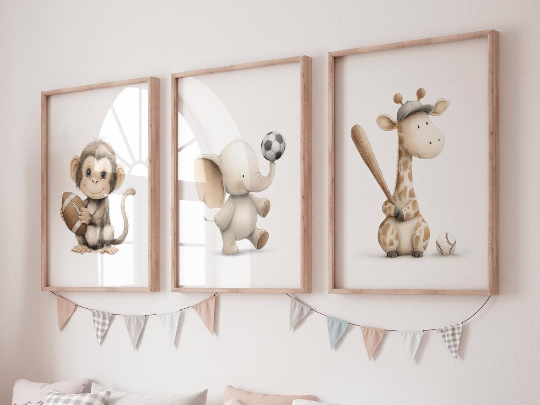 Baby Animals Sports Nursery Print: Safari Theme